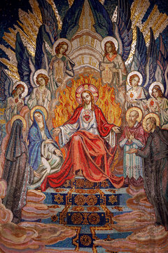 St Claude la Colombiere chapel. Jesus sacred heart mosaic.  Paray le Monial. France.