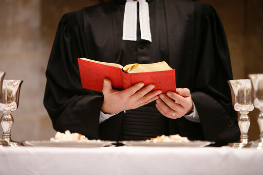 Protestant celebration  in a protestant temple.  Paris. France.