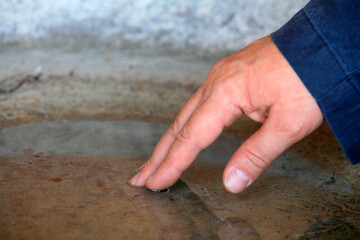 Blessed water in font. Biarritz. France.