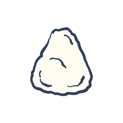 筆で描いた大根おろしの絵、または、おにぎり、盛り塩のイラスト。A brush-drawn picture of grated radish, or an illustration of rice balls and salt.