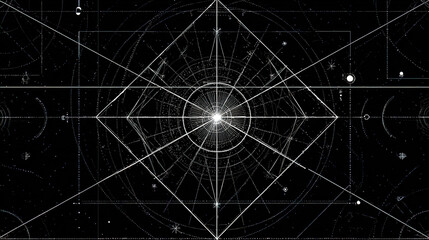 Fototapeta premium Mysterious cosmic map with glowing constellations and geometric patterns, evoking wonder and scientific discovery