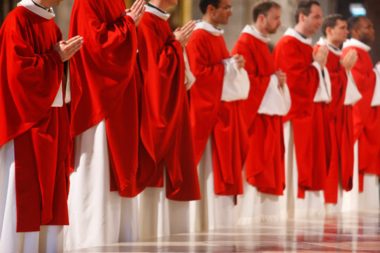 Priest ordinations in Notre Dame cathedral, Paris.  Paris. France.