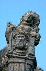 Guimiliau calvary.  Life of Jesus. Saint Veronica With the Sudarium.  Brittany. France.