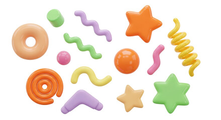 Isolated Colorful Geometric Shapes