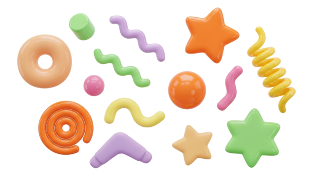 Isolated Colorful Geometric Shapes