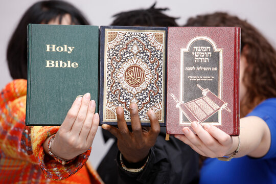 Bible, coran and tora.  Paris. France.