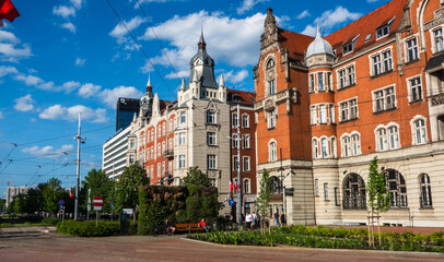 Fototapeta premium Katowice, Poland 05 01 2025: old architecture on street Mickiewicz in Katowice, Poland