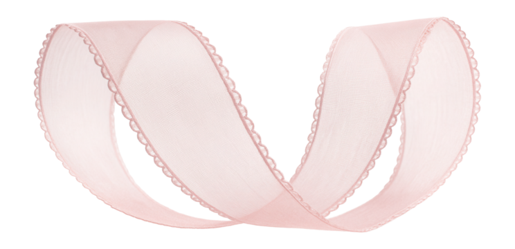 Pink organza ribbon with a decorative edge
