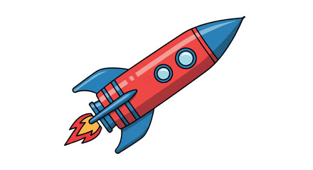 Fototapeta premium Cartoon Rocket Launching into Space Adventure.