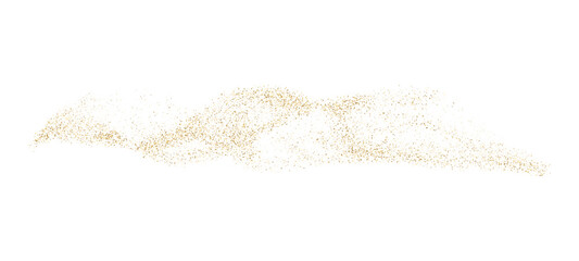 Gold glitter dot dust wave. Particle confetti polka stripe and holiday shine elements. Vector golden abstract texture