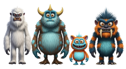 Isolated Cartoon Monsters