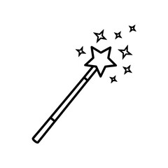 Elegant magic wand with star and sparkles, conjuring dreams and imagination with a whimsical touch