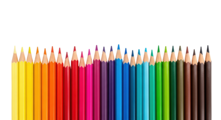 Isolated Row of Colored Pencils