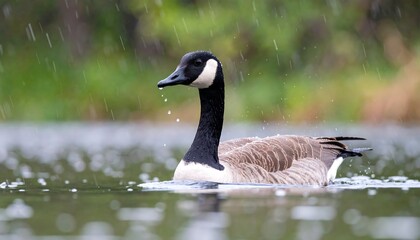 Obraz premium Canada goose in rain (1)