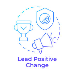 Lead positive change blue gradient concept icon. Provide innovations in business. Benefit of ethical branding. Round shape line illustration. Abstract idea. Graphic design. Easy to use in booklet