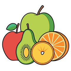 Colorful Fruit Medley A Vibrant Still Life Depicting Fresh and Juicy Apples, Oranges and Avocado Slices, Perfect for Healthy Eating