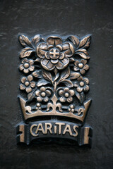 St Patrick's Cathedral : Front Gate sculpture. Caritas.  New York. USA.