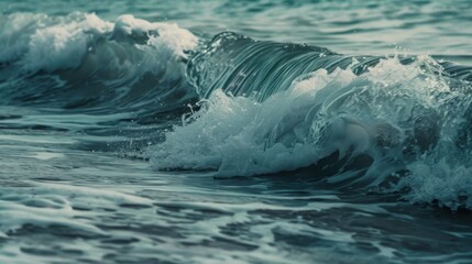 Spectacular Seaview: Surging Azure Ocean Waves with White Foam & Water Splashes Under Clear Blue Sky&mdash;A Dynamic, Majestic Natural Scene of Sunlight, Fresh Sea Breeze & Vast Tranquility for Healing Vaca