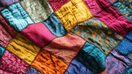 Vibrant Patchwork Quilt: A Tapestry of Colors and Textures