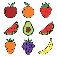 Colorful Cartoon Fruits A Whimsical Display of Nature's Sweetness and Variety Perfect for Educational or Decorative Purposes