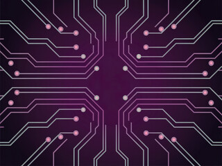 Obraz premium Futuristic circuit board background with glowing technology lines, abstract digital network pattern, cyber electronic motherboard design for innovation and hi-tech projects