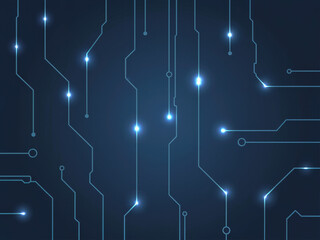 Futuristic circuit board background with glowing technology lines, abstract digital network pattern, cyber electronic motherboard design for innovation and hi-tech projects