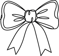 Elegant single line drawing of a classic ribbon bow, perfect for celebratory designs.