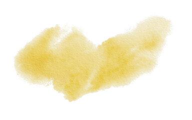Abstract watercolor yellow color spot on transparent background,imitation cloud in pastel technique for postcards, websites, invitations, flyers, packaging products,patterns any composition.
