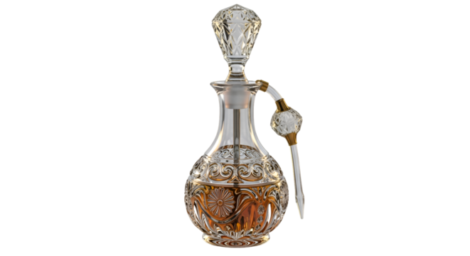 Creating a Crystal Perfume Bottle with a Transparent Background,  Intricate Designs & Gold Accents,  Detailed 3D Modeling Tutorial