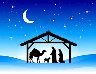 Nativity scene at night