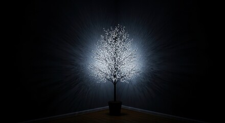 Fototapeta premium Illuminated Decorative Tree Glowing Brightly in the Darkness