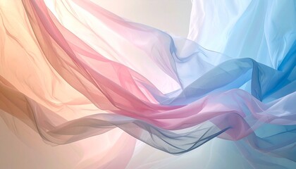 Soft pastel landscape background with flowing sheer fabric in hues of purple, white, cream, pink, and light blue. Perfect for elegant greeting cards, festive designs, or serene celebration themes