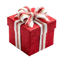 gift box with red ribbon on transparent background isolated on PNG 