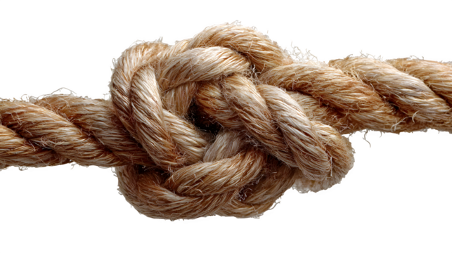 HD realistic knot on a rope isolated on white or white png