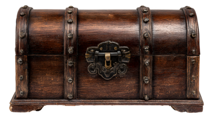 antique wooden treasure chest box isolated on white