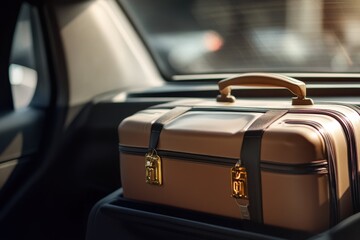 pixel perfect picture of Luggage seen from the rear car window realistic image photo high detail 8k