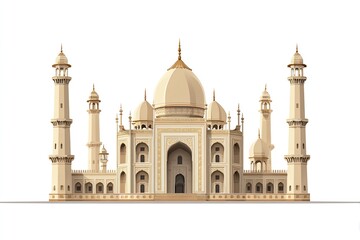 Obraz premium A flat vector illustration of the historical exterior view of the Jama Masjid, Generative AI.