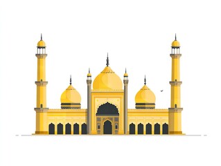 Obraz premium A flat vector illustration of the historical exterior view of the Jama Masjid, Generative AI.