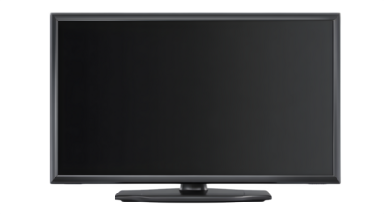 HD realistic black flatscreen display isolated on white or white png