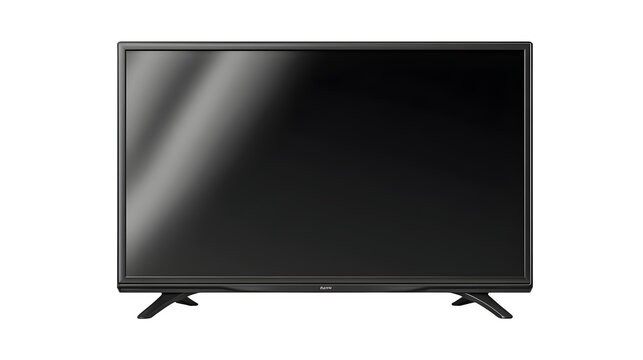 HD realistic black flatscreen display isolated on white or white png