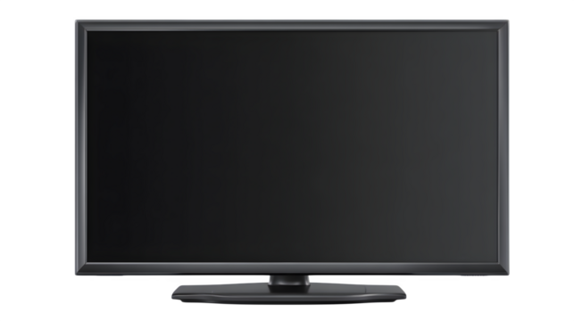 HD realistic black flatscreen display isolated on white or white png