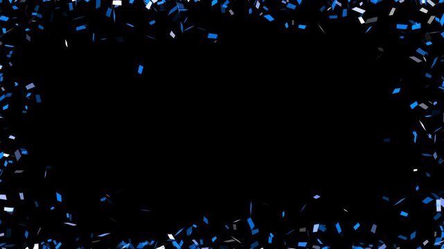 blue and white confetti border frame isolated alpha channel animation,celebration and black friday big sale shopping social media motion design element	