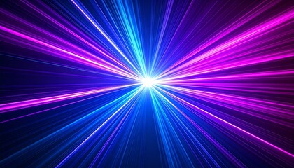 Vibrant light rays converge, bright center