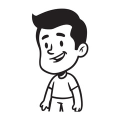 Obraz premium Handsome Man Black and White Illustration Vector Image Male Portrait Fashion Sketch Line Art Design