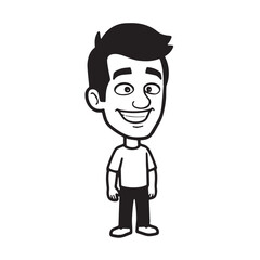 Handsome Man Black and White Illustration Vector Image Male Portrait Fashion Sketch Line Art Design