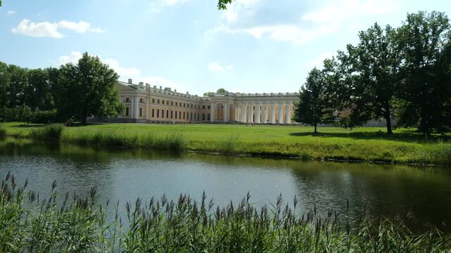 View from Fasade pond to the Alexander Palace of Tsarskoye Selo, Pushkin, Russia