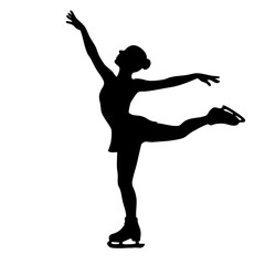 Silhouette of female ice skater performing a graceful pose  