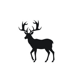 Silhouette of a majestic deer with large antlers.