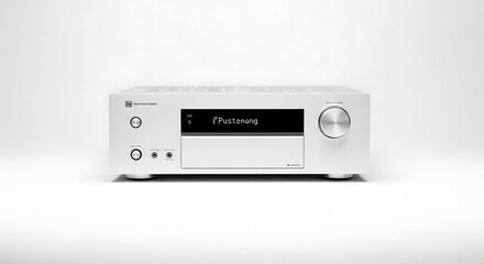 A white marantz receiver with a black display showing the word pustenang on a white background ai generated