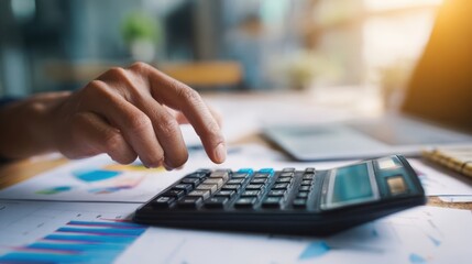 The diligent hand calculating financial data using a modern calculator.